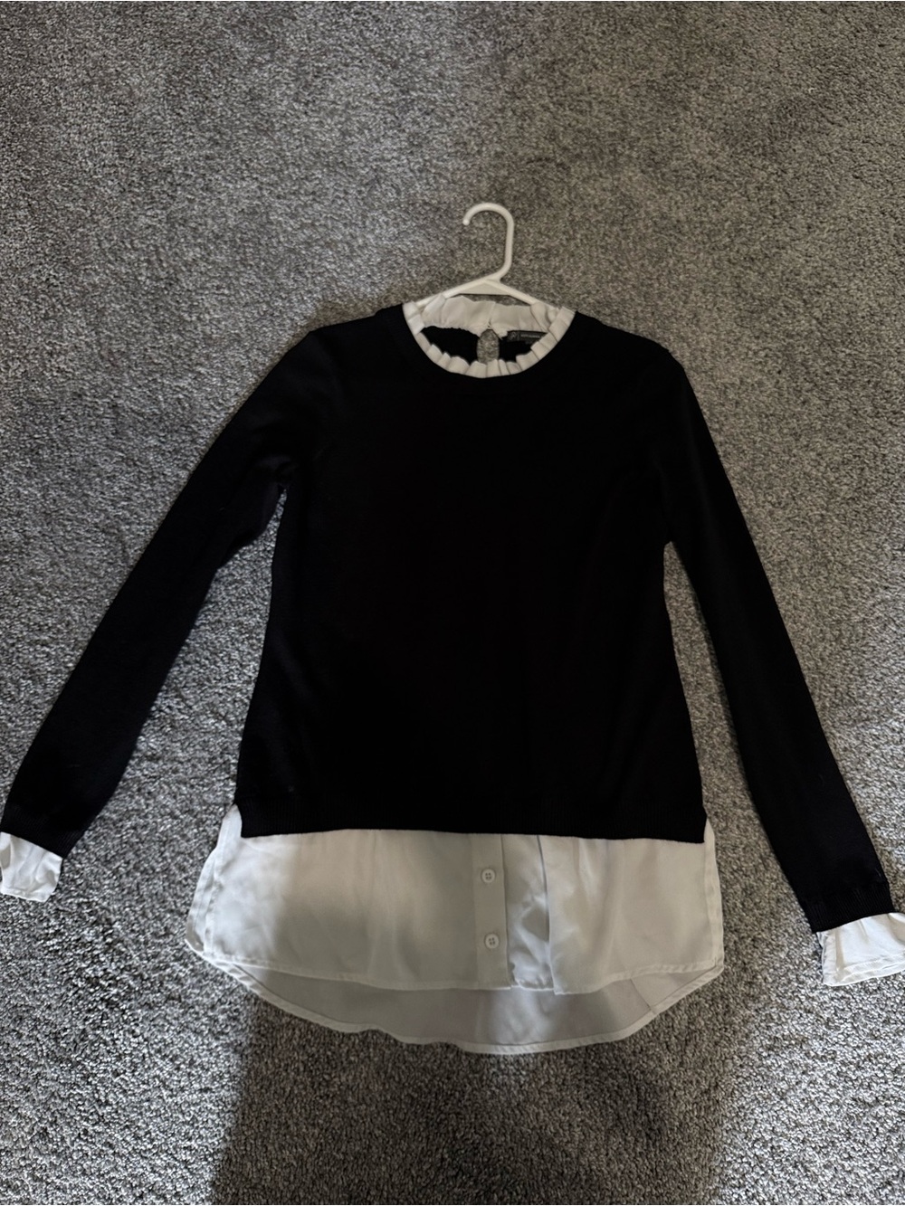 Layered Black and White Long-Sleeve sweater  Women's Top by Adrianna Papell